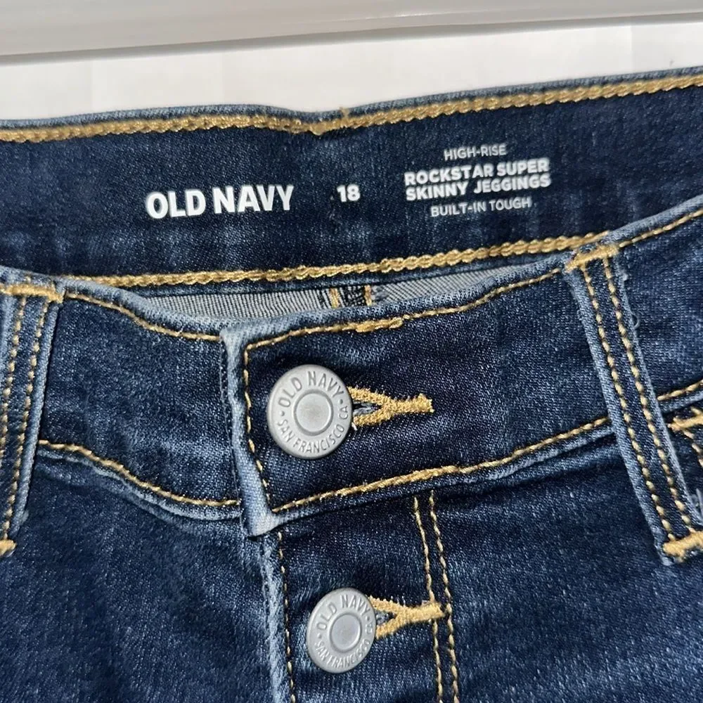 Old Navy Girls Size 18 Dark Blue Distressed Skinny Rockstar Jeggings